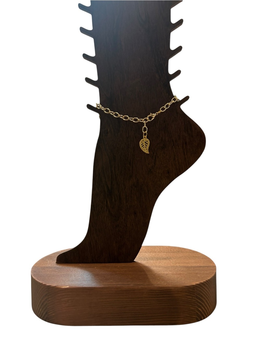 Gold Chain Anklet with Delicate Leaf Charm - Women Accessories